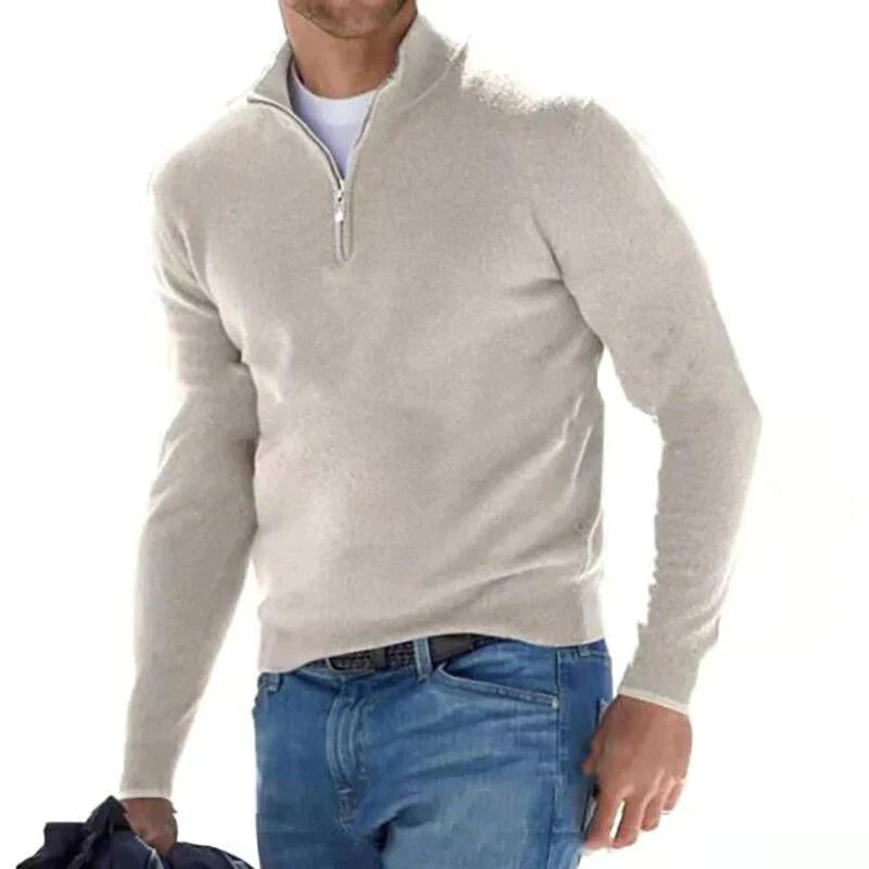 Men’s Zip-Up Knit Sweater | Classic Italian Style