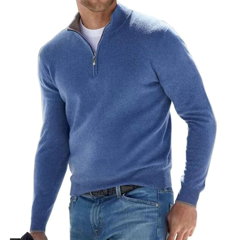 Men’s Zip-Up Knit Sweater | Classic Italian Style