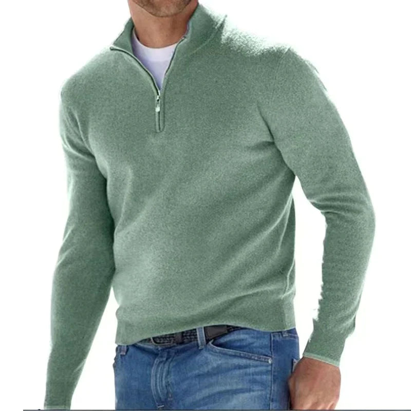 Men’s Zip-Up Knit Sweater | Classic Italian Style