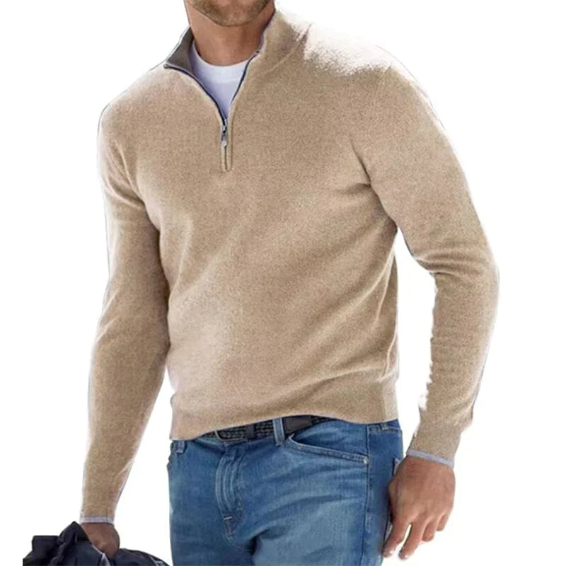 Men’s Zip-Up Knit Sweater | Classic Italian Style