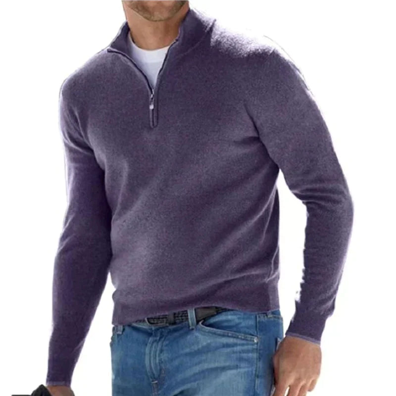 Men’s Zip-Up Knit Sweater | Classic Italian Style