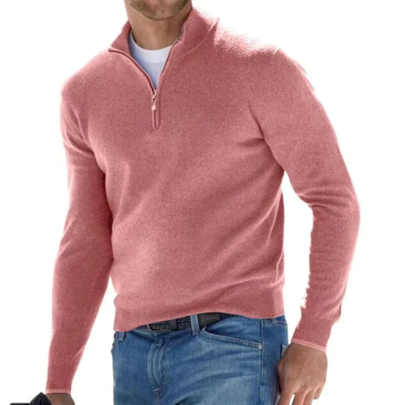 Men’s Zip-Up Knit Sweater | Classic Italian Style