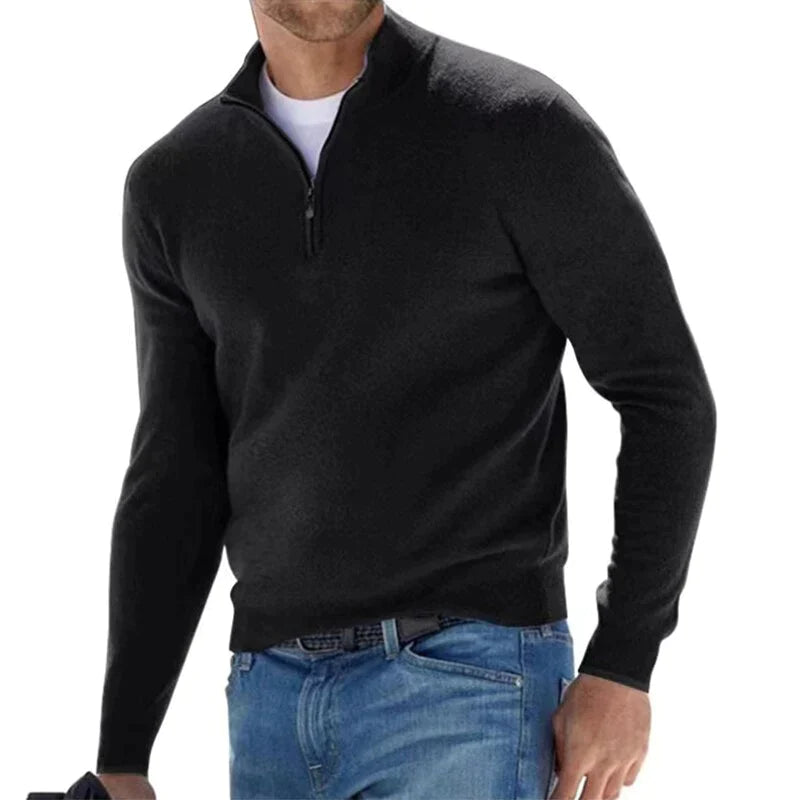 Men’s Zip-Up Knit Sweater | Classic Italian Style