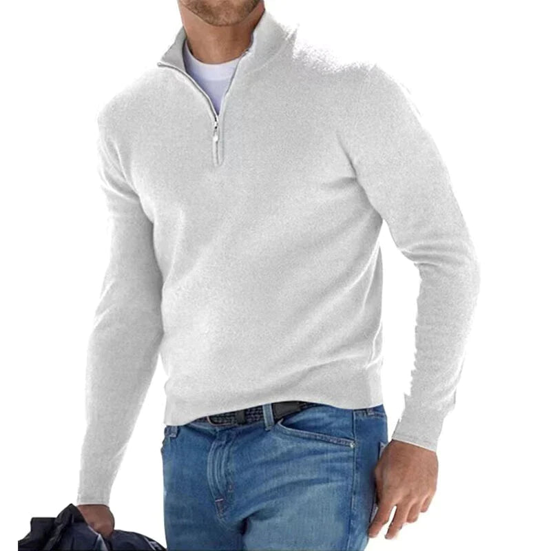 Men’s Zip-Up Knit Sweater | Classic Italian Style